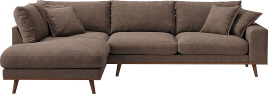Copenhagen Premium 4 personers Venstrevendt L formet Dyb Chaiselongsofa i Stoff Mørkebrun