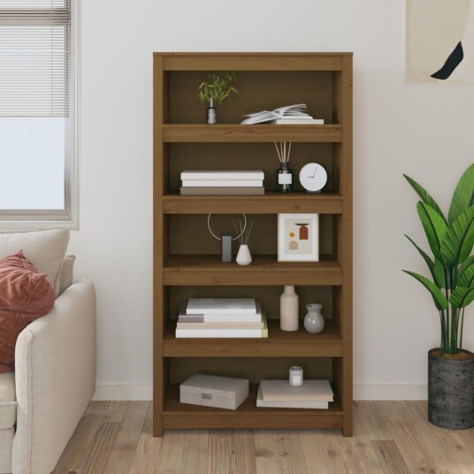 vidaXL Bokhylle honningbrun 80x35x154 cm heltre furu vidaXL Bokhylle honningbrun 80x35x154 cm heltre furu