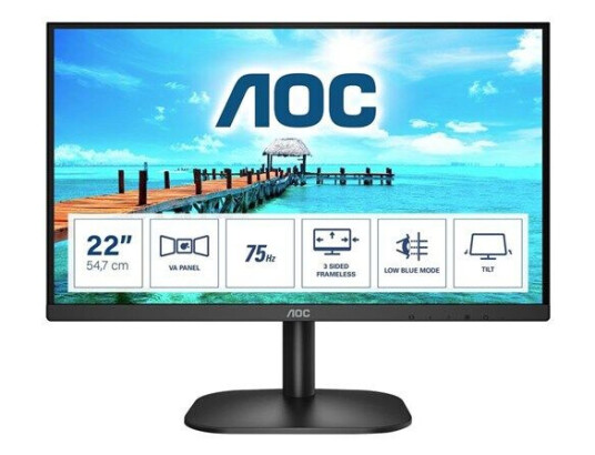 AOC 22B2H 22" Full HD VA Skjerm 75Hz Svart AOC 22B2H 22" Full HD VA Skjerm 75Hz Svart