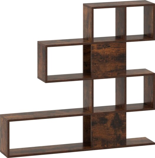 Bokhylle i tre med 5 etasjer i stigestil – brun 120 x 19,5 x 109 cm