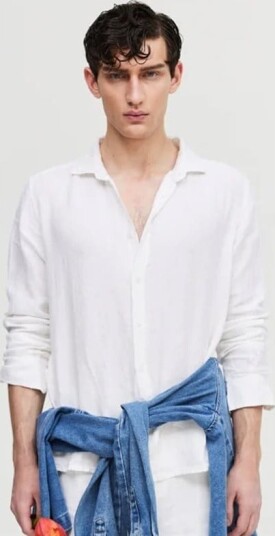 Hèst Mark Linen Shirt Long Sleeve - White Hvit L Hèst Mark Linen Shirt Long Sleeve - White Hvit L