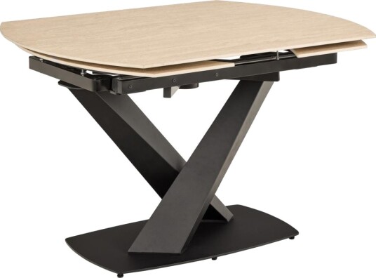 Salvas Uttrekkbart spisebord 120–180 cm ovalt - Sandfarget topp; svart base