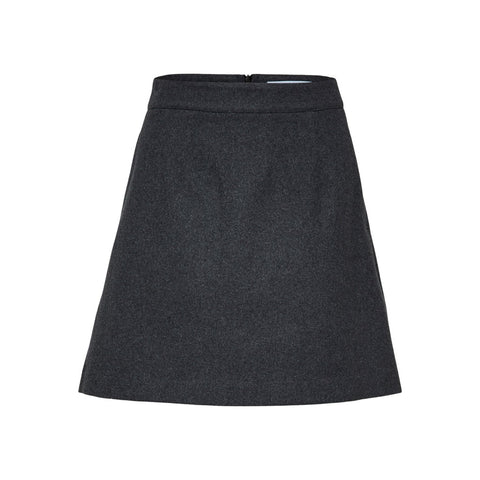 Selected Femme Mercy-Ula HW Mini Wool Skirt - Dark Grey Melange 38