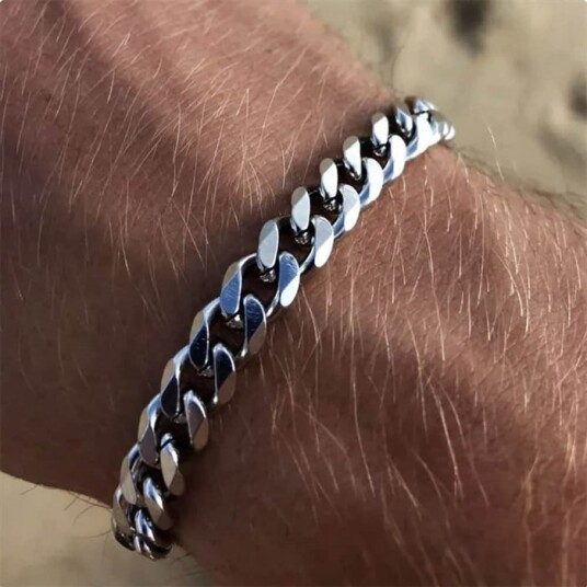 Link armbånd i rustfritt stål 7mm bredt