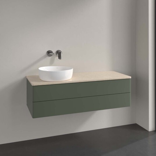 Villeroy & Boch Antao Servantskap med 2 skuffer 120x50x36 cm u/lys Grønn Matt/Crème