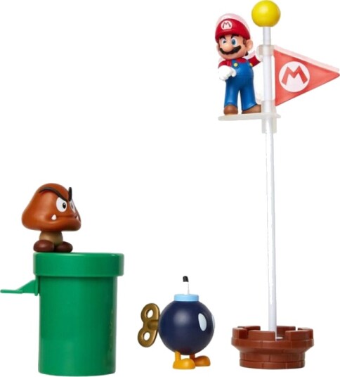 Nintendo Super Mario Lekesett Med 6 Cm Figurer Acorn Plains Diorama