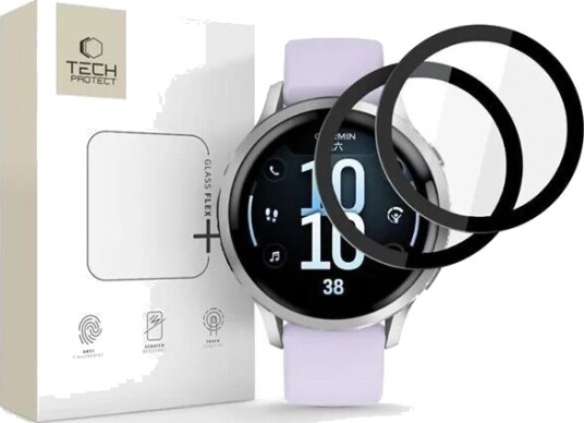Tech-Protect Glass Flex+ 2-pakning til Garmin Venu 4 41 mm - Svart