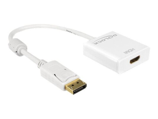 Delock Adapter Displayport 1.2 male > HDMI female 4K Active - videokonverter - Parade PS171 - hvit