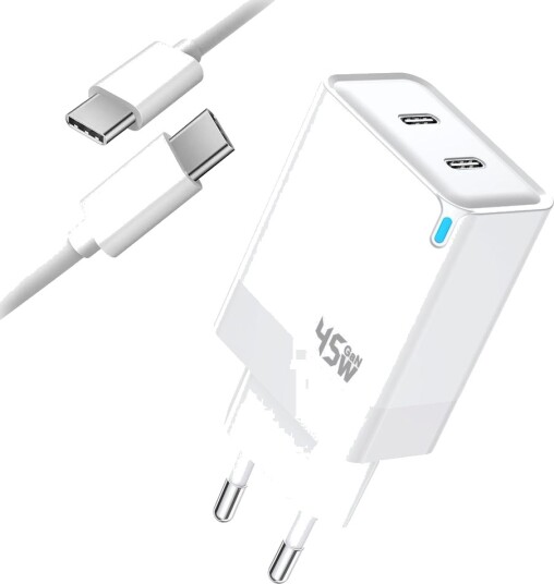 SiGN Ekstrem hurtiglader for ingenting Telefon 45W USB-C strømadapter + kabel 2m, 3A Hvit