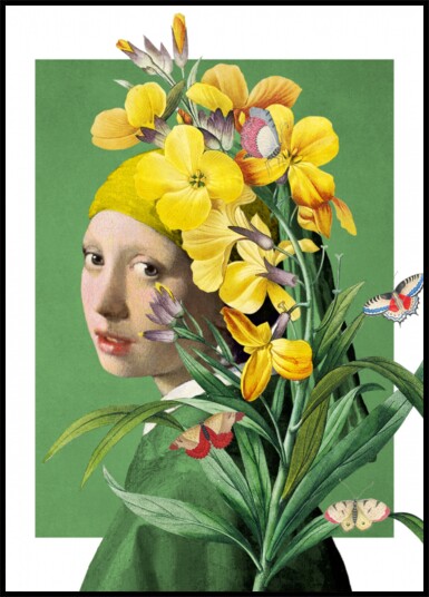 Yellow Floral Portrait Plakat / 30x40