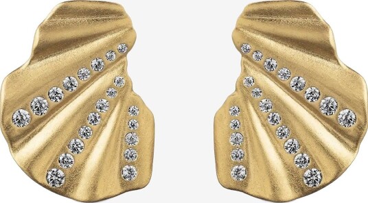 Enamel Copenhagen Earrings, Wave Cz - CLEAR CZ - 19X 15MM