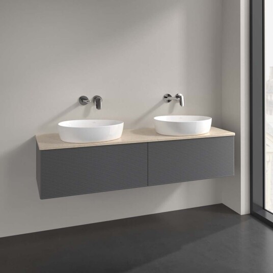 Villeroy & Boch Antao Servantskap med 2 skuffer 160x50x36 cm m/lys Antrasitt/Crème