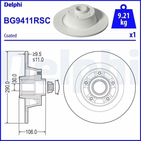 Bremseskive DELPHI BG9411RSC