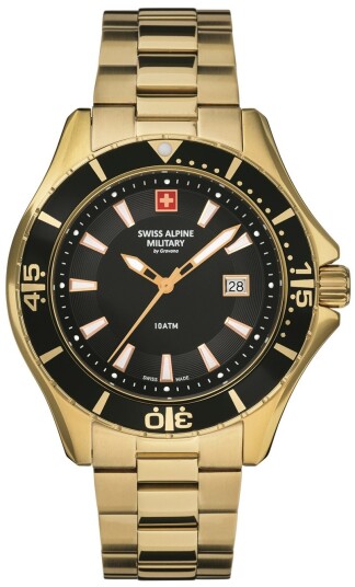 Swiss Alpine Military Herreklokke 7040.1117 Classic Sort/Gulltonet Swiss Alpine Military Herreklokke 7040.1117 Classic Sort/Gulltonet