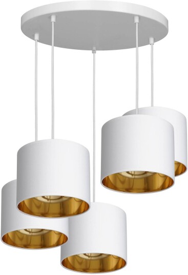 Luminex Hengelampe Soho sylindrisk rund 5 lysk hvit/gull