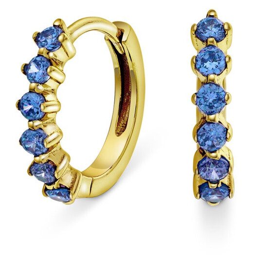 Pan Jewelry, Øreringer i forgylt sølv med blå zirkonia Pan Jewelry, Øreringer i forgylt sølv med blå zirkonia