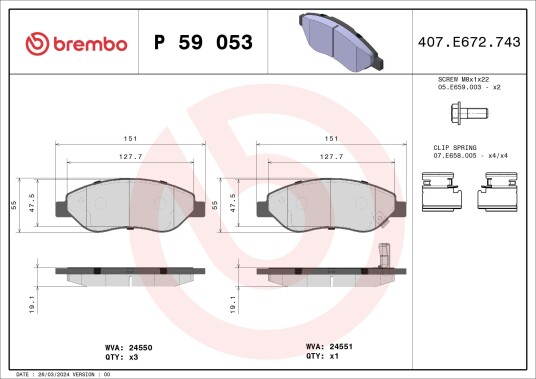 Bremseklosser BREMBO P 59 053