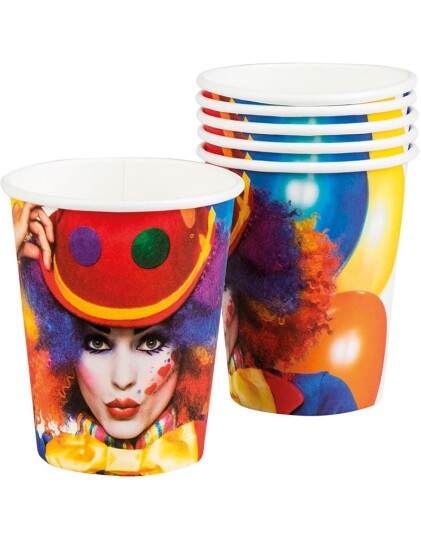 6 stk Pappkrus 250 ml Klovnefest