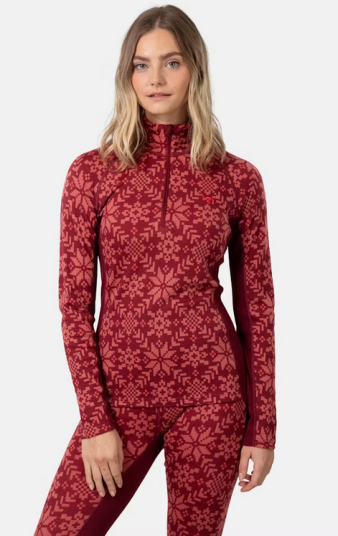 Kari Traa Edith Half Zip Ullundertøy - ROUGE Rouge XS