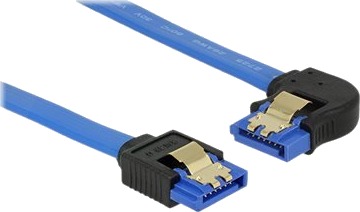 Delock Sata Kabel Serial Ata 150/300/600 SataR Venstrevinklet Til SataR Rett 30 Cm Haspe Blå