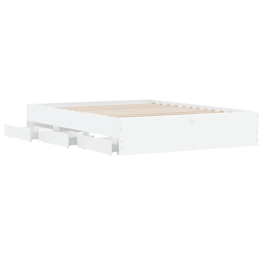 Sengeramme høyglans hvit 140x200 cm konstruert tre 8721012244900