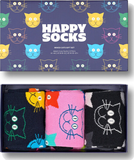 Happy Socks 3-Pack Mixed Cat Socks Gift Set - Navy - 41-46 Happy Socks 3-Pack Mixed Cat Socks Gift Set - Navy - 41-46