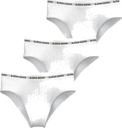 Björn Borg Truser 3P Logo High Waist Brief Hvit bomull X-Large Dame Björn Borg Truser 3P Logo High Waist Brief Hvit bomull X-Large Dame