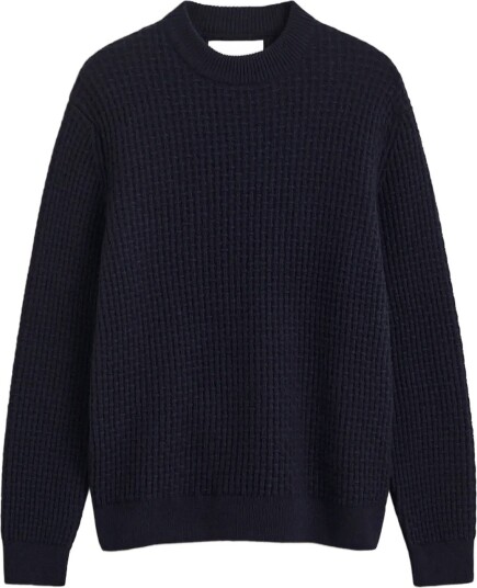 Gant Textured Cotton Wool Mock Neck   Navy   L