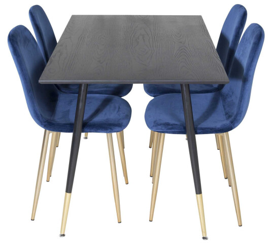 Venture Design Dipp & Polar spisegruppe Svart/blå 4 st stoler & bord 120 x 85 cm
