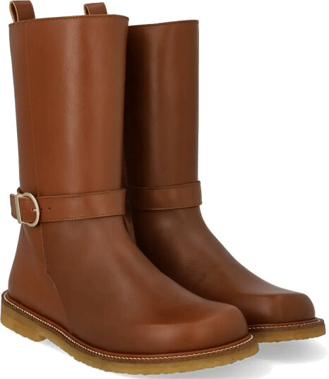 ANGULUS Booties Flat With Zipper Brown 38