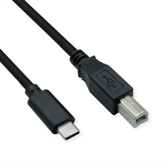 Roline 1,8 M USB 2.0 Type C til B Kabel - Sort