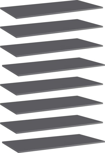 vidaXL Hylleplater 8 stk høyglans grå 80x30x1,5 cm sponplate