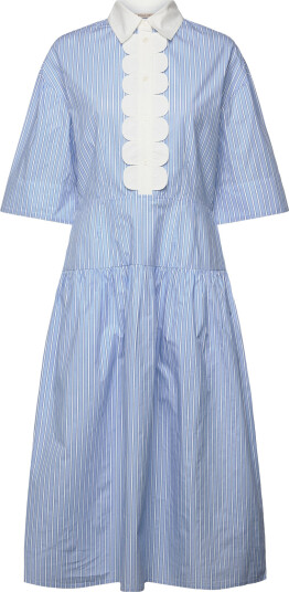 Stella Nova Striped Dress With Scallops Blue 38 Stella Nova Striped Dress With Scallops Blue 38