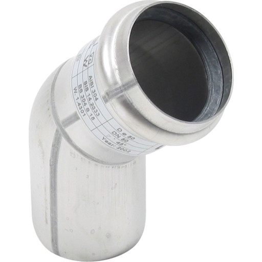 Blücher Bøjn.45.0Gr.50MM.O Ring Aisi 316L.Syrefast Stål Blücher Bøjn.45.0Gr.50MM.O Ring Aisi 316L.Syrefast Stål
