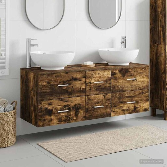 vidaXL Baderomsinnredningssett 3 stk. Røkt Eik 49,5 x 44,5 x 65 cm vidaXL Baderomsinnredningssett 3 stk. Røkt Eik 49,5 x 44,5 x 65 cm