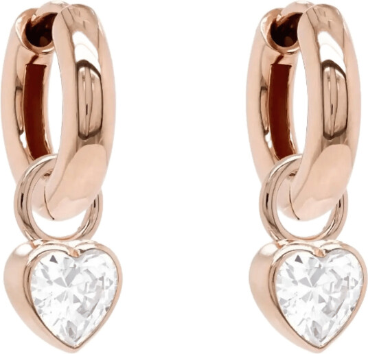 Marmara Sterling 925 Silver Heart Earrings Rose Gold   Pink   ONE SIZE
