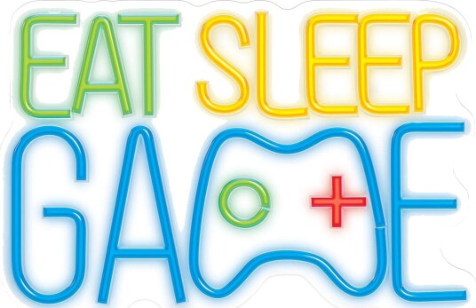 Forever Light FPNE33 Neon Plexi LED Vegglampe Eat Sleep Game