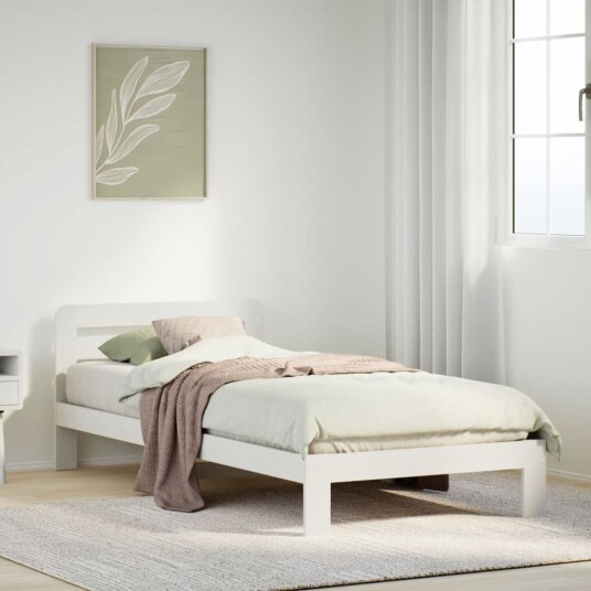 Sengeramme uten madrass hvit 75x190 cm heltre furu 8721158395788
