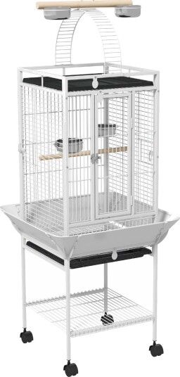 Northio Papegøyebur Med Sittepinner Og Hjul 62.5X62.5X156Cm Hvit Northio Papegøyebur Med Sittepinner Og Hjul 62.5X62.5X156Cm Hvit