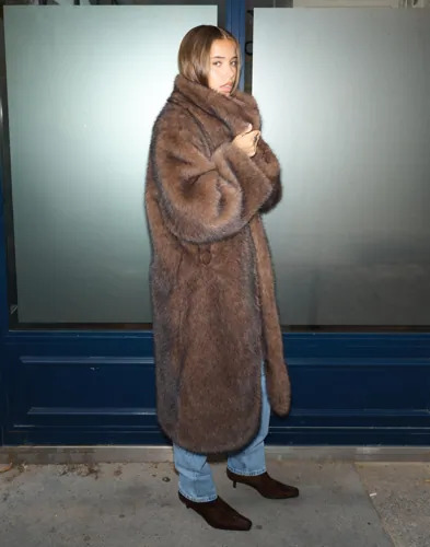 Neo Noir   Brun   Stephanie Faux Fur Long Jacket