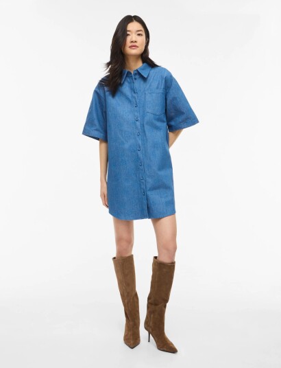 Vila Viluna 3/4 Denim Shirt Dress Blue 44
