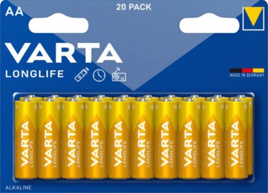 VARTA Longlife Alkaline AA Batteri 20-pakning for Langvarig Energi