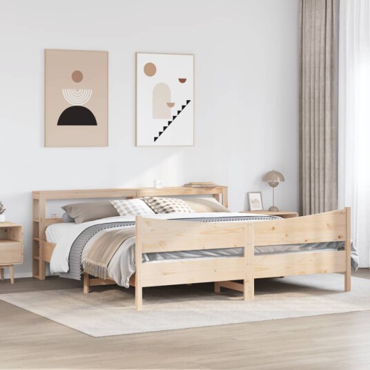 Sengeramme med hodegavl 200x200 cm heltre furu 3306291