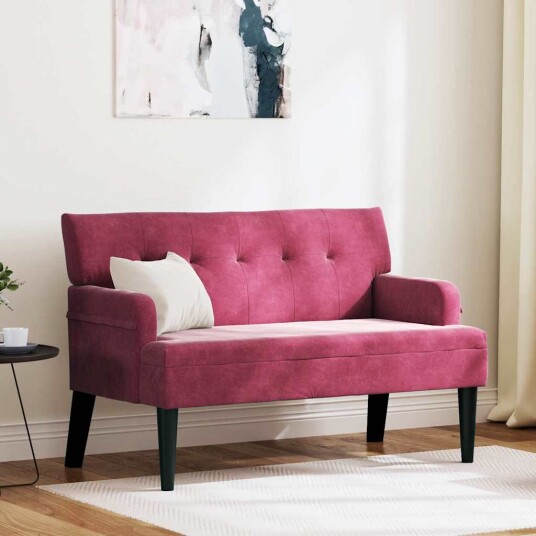 Chesterfield Benk Vinrød 112 x 65,5 x 75 cm Fløyel
