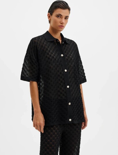 Malina Moa Knitted Shirt   Black   S