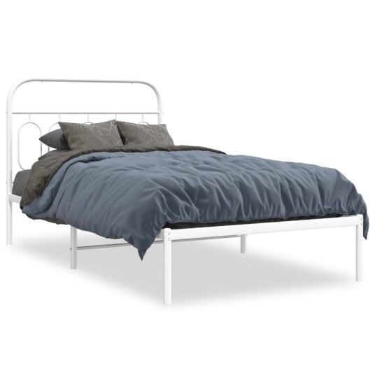 Sengeramme i metall med hodegavl hvit 107x203 cm 8721102646324