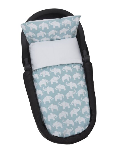 Rätt Start Elephant Eco, Bed Set, Stroller/Cot, Grey - Blue - ONE SIZE