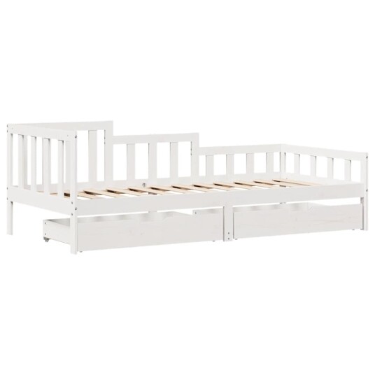  Dagseng med skuffer hvit 80x200 cm heltre furu