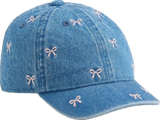 GAP Baby & Toddler Denim Bow Baseball Hat - WASHED DENIM BLUE - 92/98