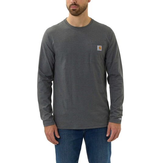 Carhartt Force Pocket Long Sleeve T Shirt Men's Carbon Heather XXL Carhartt Force Pocket Long Sleeve T Shirt Men's Carbon Heather XXL